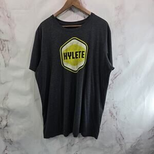 Hylete T Shirt Mens XXL Gray Yellow Crew Neck Logo Short Sleeve Cotton